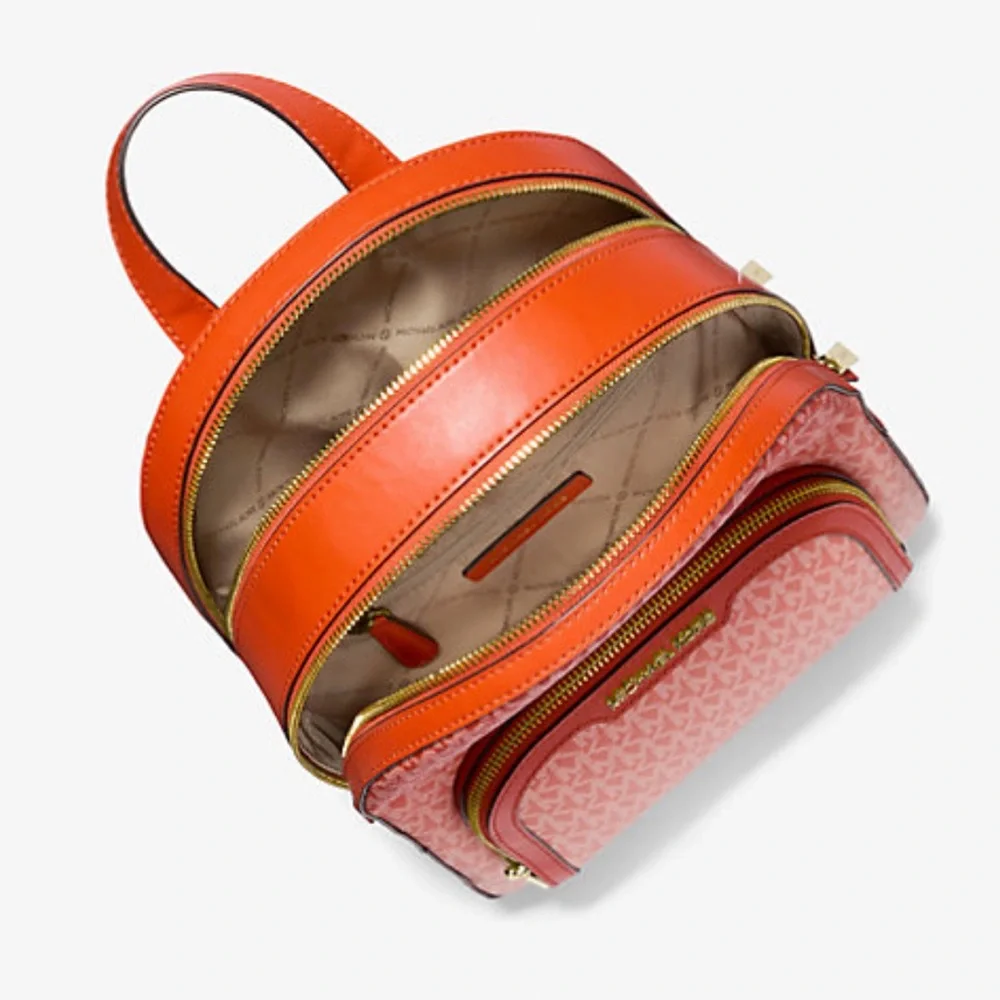 Michael Kors Jaycee Medium Ombré Signature Logo Backpack Red Clay NWT